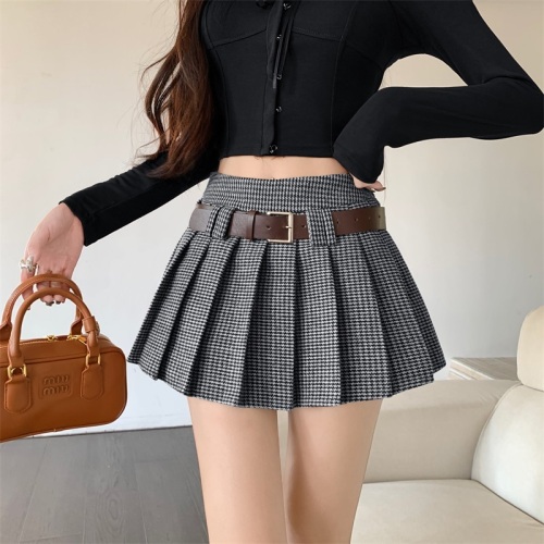 Real shot!  !  Hundred skirt retro plaid skirt hot girl a line high waist skirt