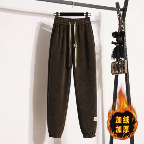 European cotton velvet composite super sweatpants women's winter loose leggings harem pants high waist casual slimming warm pants