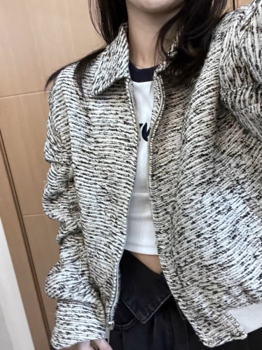 Korean style short style jacket for women spring and autumn 2024 new design niche lapel cardigan jacket ins trend