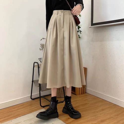 Pleated skirt, women's high waist umbrella skirt, spring and autumn 2024 new style suit skirt, mid-length A-line skirt, long skirt