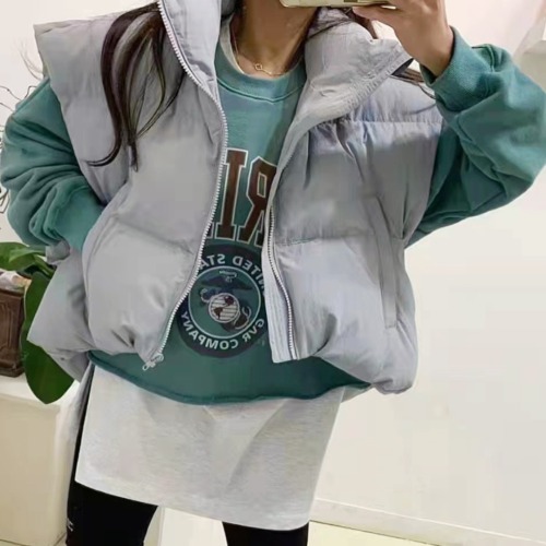 Korean down cotton vest jacket for women 2024 irregular short vest cotton jacket vest Western style cotton jacket