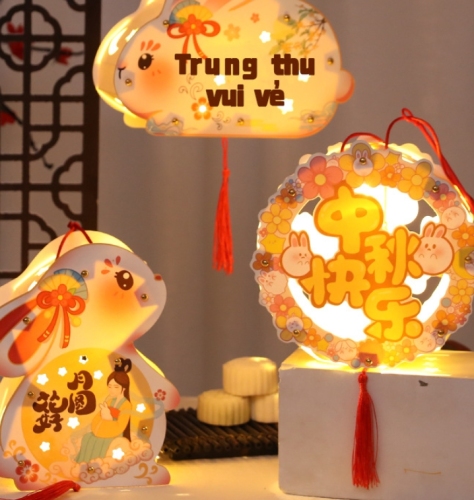 Lantern Festival small lanterns children's Spring Festival portable lanterns Year of the Dragon luminous lamp handmade material package New Year's Day lanterns