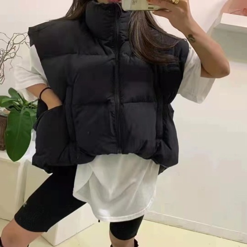 Korean down cotton vest jacket for women 2024 irregular short vest cotton jacket vest Western style cotton jacket