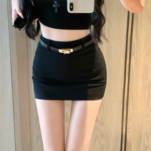 Real shot!  !  Hot Girl Versatile Skirt Slimming Elastic High Waist Hip Cover Skirt