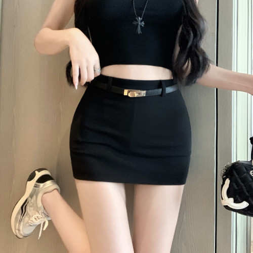 Real shot!  !  Hot Girl Versatile Skirt Slimming Elastic High Waist Hip Cover Skirt