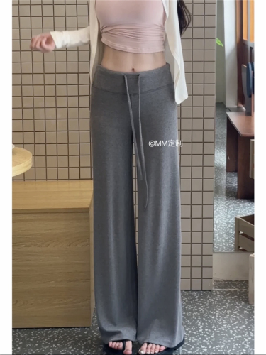 Actual shot ~ Lazy Droopy Pants 2024 Autumn New Versatile Drapey High Waisted Loose Slim Drawstring Casual Pants