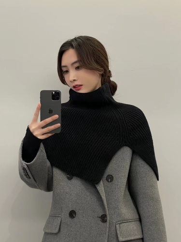 Scarf for women winter new fashion outer pullover scarf for women solid color Korean style versatile neck cover wool knitted shawl