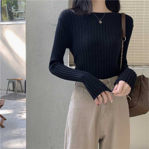 Real Shot Autumn/Winter Fitted Crewneck Knit Sweater for Women