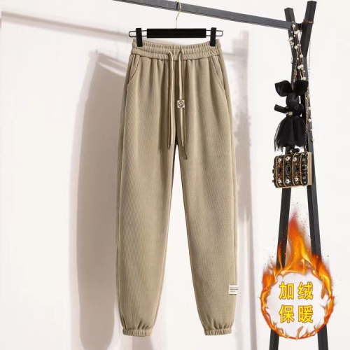 European cotton velvet composite super sweatpants women's winter loose leggings harem pants high waist casual slimming warm pants