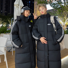 Black down cotton jacket for women winter 2024 new Korean style loose college style couple versatile hooded thickened cotton jacket