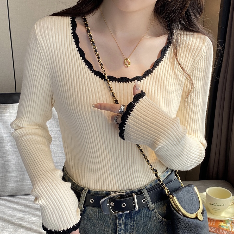 Xiaoxiangfeng wears outside and wears inside 2024 new autumn core-spun yarn slim knitted sweater women's versatile top