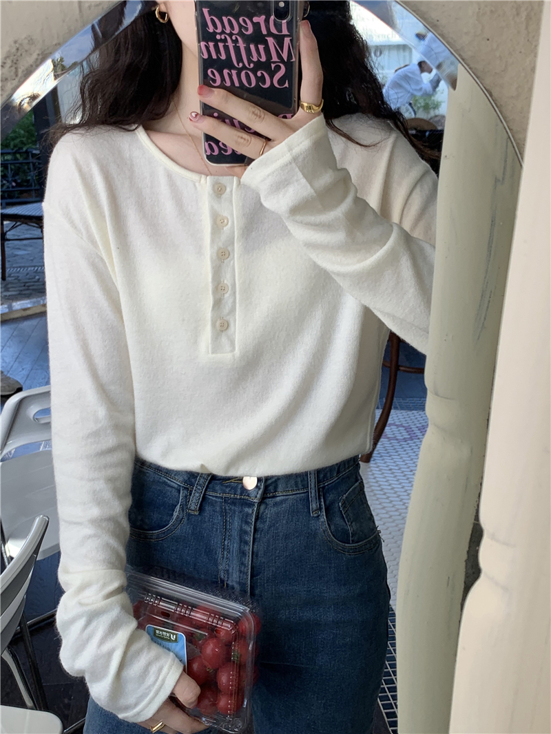 Photographed New Early Autumn Ins Versatile Simple One-Button Open-Front Outerwear Layering Knit Top for Slimming