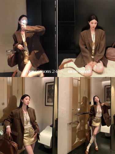 Just Ouyang 9/6 20 o'clock high-end handmade gilt dark fragrance tweed small fragrance style suit jacket