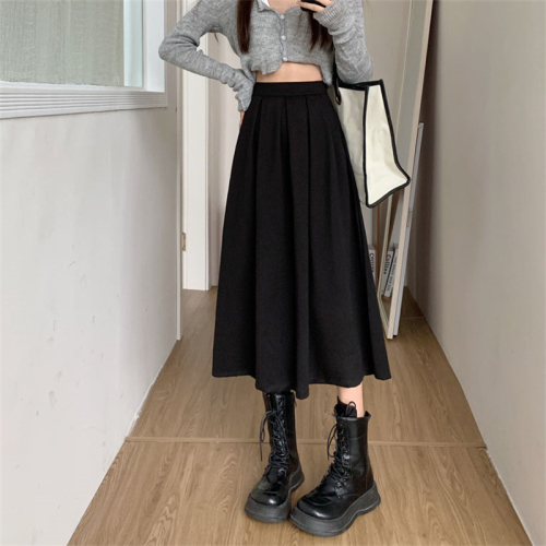 Autumn 2024 new style pleated skirt for women, simple ladylike high waist