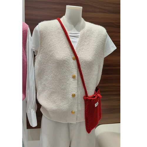 Korean high-end sweater vest for women 2024 new autumn soft and waxy loose layered wool knitted vest