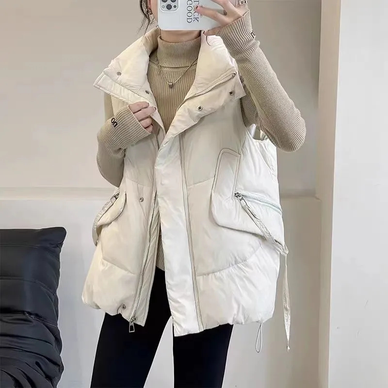 羽絨棉馬甲女2024冬季新款韓版設計感寬鬆顯瘦洋氣加厚背心面