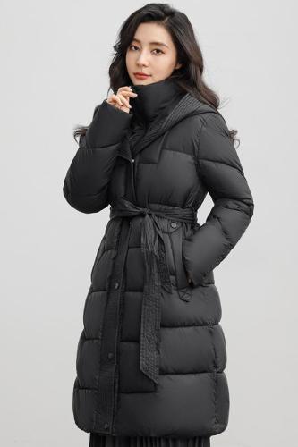 Actual shot of 2024 Korean Dongdaemun autumn and winter new large fur collar mid-length slim slim down jacket for women