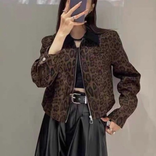 ycg European Leopard Print Short Jacket Women's 2024 Autumn New Style Western Style Versatile Casual Little Jacket Top