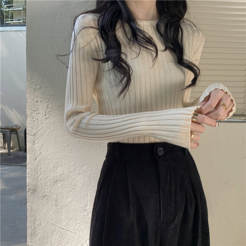 Real Shot Autumn/Winter Fitted Crewneck Knit Sweater for Women