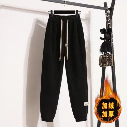 European cotton velvet composite super sweatpants women's winter loose leggings harem pants high waist casual slimming warm pants
