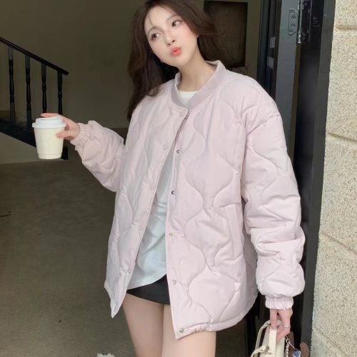 Real shot of milk bear hug, diamond oversize new cotton jacket, loose slimming fashionable short student jacket for women