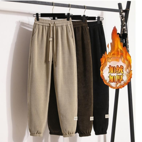 European cotton velvet composite super sweatpants women's winter loose leggings harem pants high waist casual slimming warm pants