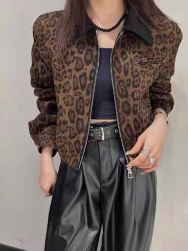 ycg European Leopard Print Short Jacket Women's 2024 Autumn New Style Western Style Versatile Casual Little Jacket Top