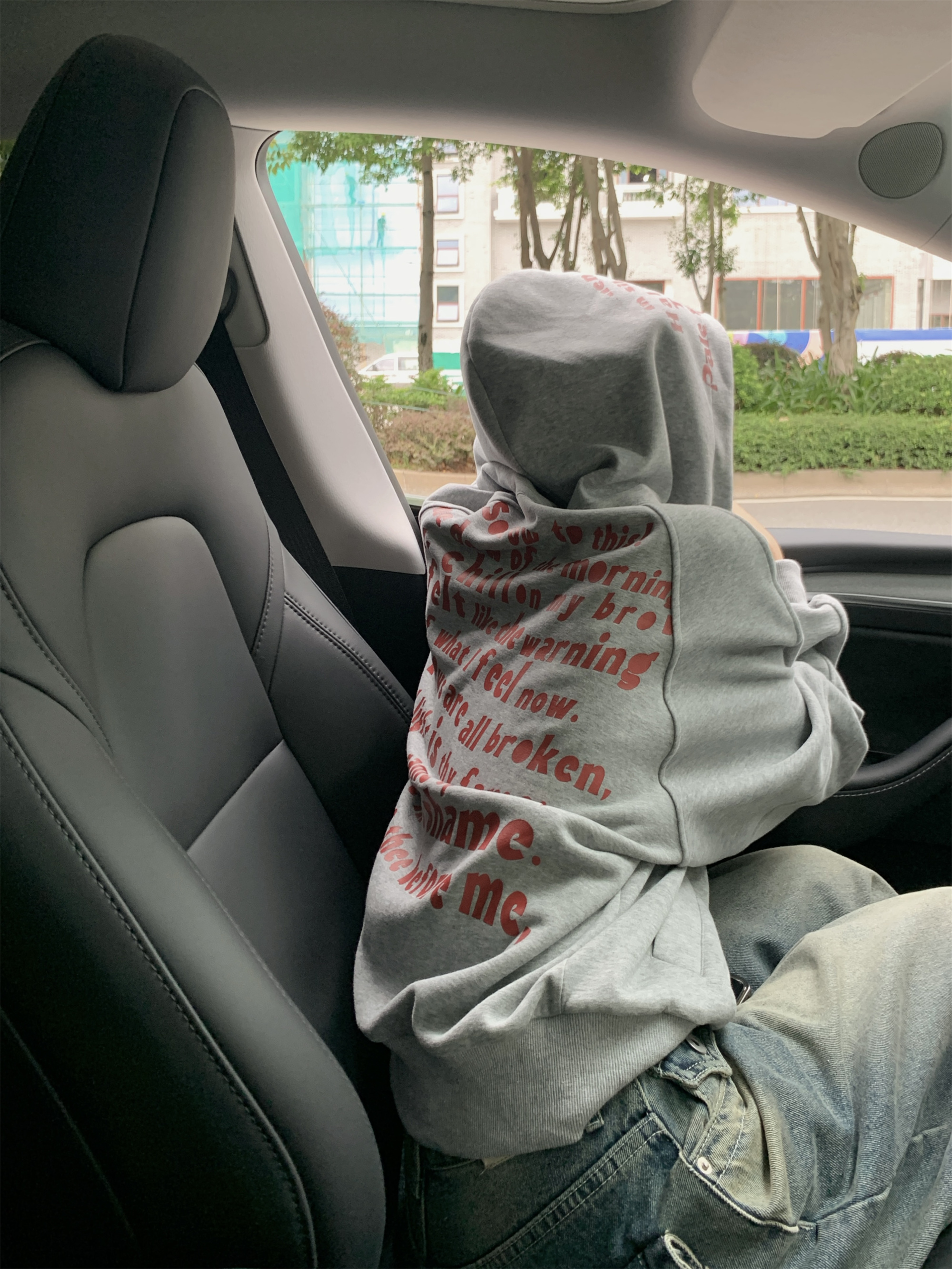 Photographed~ American retro graffiti letter print zipper casual hooded sweatshirt for women
