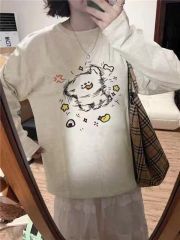 Pure cotton personalized print long-sleeve women's white color-blocked minimalist innerwear high-end base top