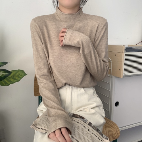 Autumn and winter Korean style long-sleeved inner sweater basic solid color half turtleneck bottoming sweater