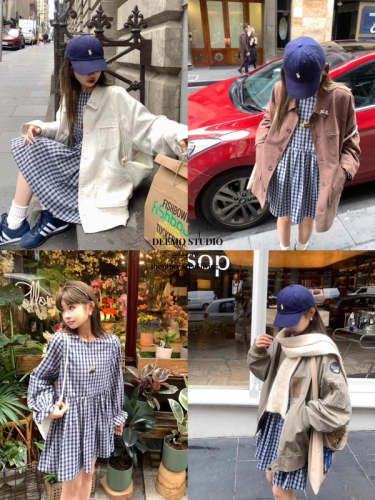 DEEMO STUDIO Easy holiday, super easy to wear, lazy atmosphere cotton plaid dress plaid skirt