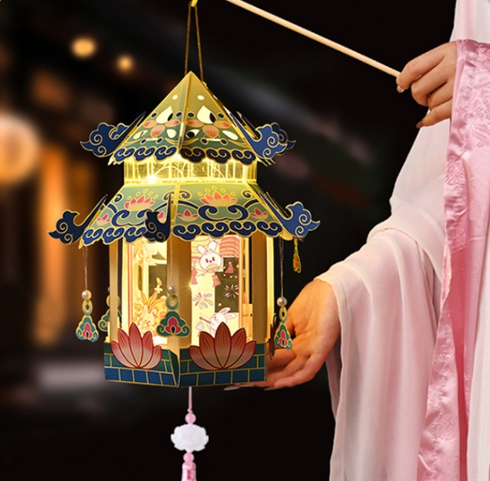 Mid-Autumn New Product Lanterns Elegant Ancient Style Lanterns Children's Portable DIY Handmade Materials Palace Lanterns Luminous Lanterns