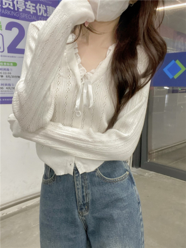 Photographed Pure Desire Soft Choker V-Neck Long-Sleeve Knit Cardigan