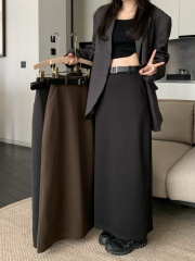 Live shot - New half skirt high-waisted peach-buttock temperament one-step skirt back split high-end cashmere suit skirt