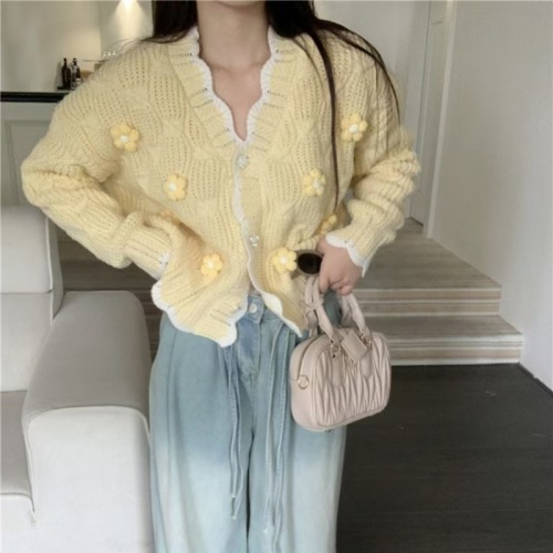 Gentle wind soft waxy cardigan sweater jacket