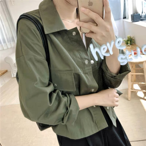 Autumn Harajuku Hong Kong style retro chic design niche casual workwear jacket top short coat women ins trend