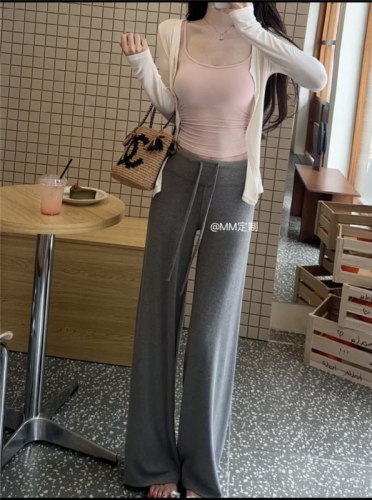 Actual shot ~ Lazy Droopy Pants 2024 Autumn New Versatile Drapey High Waisted Loose Slim Drawstring Casual Pants