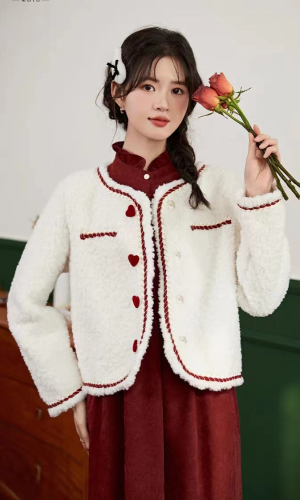 French style short jacket for women 2024 winter new style small imitation sherpa fur one-piece top