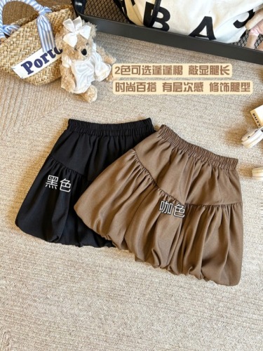 Real shot of autumn and winter high-waisted tutu skirt, bud skirt, short skirt, elastic waist, pleated A-line lantern skirt