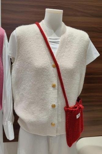 Korean high-end sweater vest for women 2024 new autumn soft and waxy loose layered wool knitted vest