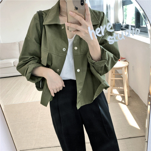 Autumn Harajuku Hong Kong style retro chic design niche casual workwear jacket top short coat women ins trend