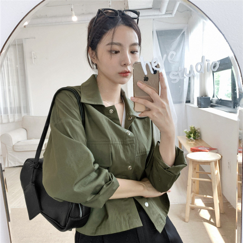 Autumn Harajuku Hong Kong style retro chic design niche casual workwear jacket top short coat women ins trend