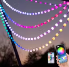 Outdoor camping atmosphere light LED small colorful lights flashing lights Internet celebrity voice-controlled string lights with night market stall decorative light strings