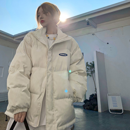 Real shot of large size cotton coat Korean style short bread coat small Hong Kong style down jacket couple style student fat MM