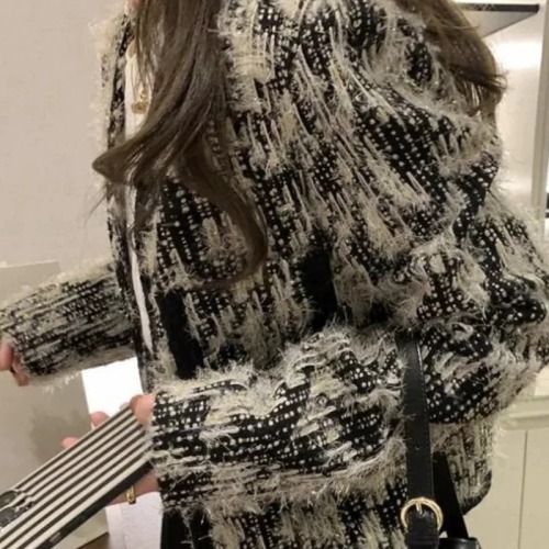 Design sense niche braided small fragrant style short coat women's autumn and winter small American retro high-end jacket top