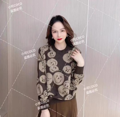 European fashionable temperament age-reducing cartoon woolen sweater for women in autumn and winter, lazy style, loose and slimming, base layer with knitted sweater