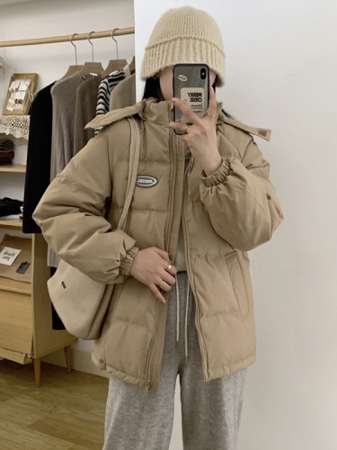 American retro oversize cotton coat for women winter ins Hong Kong style bread coat workwear down jacket female student cotton jacket