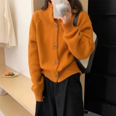 South Korea's Dongdaemun Fashionable and Versatile Korean Knitted Cardigan Sweater Jacket Autumn New Slim Knitted Sweater Top