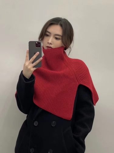 Scarf for women winter new fashion outer pullover scarf for women solid color Korean style versatile neck cover wool knitted shawl