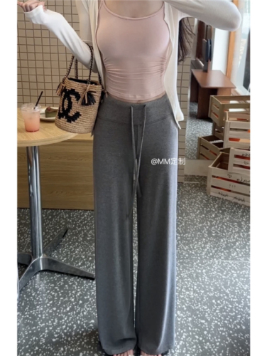 Actual shot ~ Lazy Droopy Pants 2024 Autumn New Versatile Drapey High Waisted Loose Slim Drawstring Casual Pants